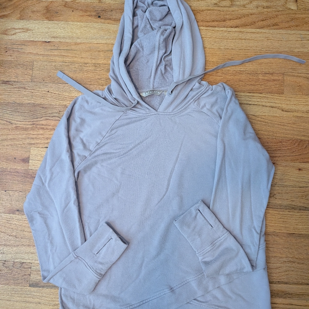 Athleta Neutral Lavender /Grey Hooded Pullover With Bottom Detailing # 104
